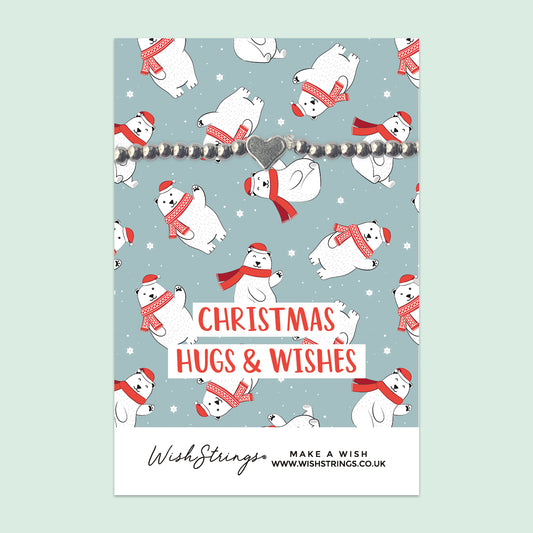 Polar Bear, Hug & Wishes - Heart Stretch Bracelet