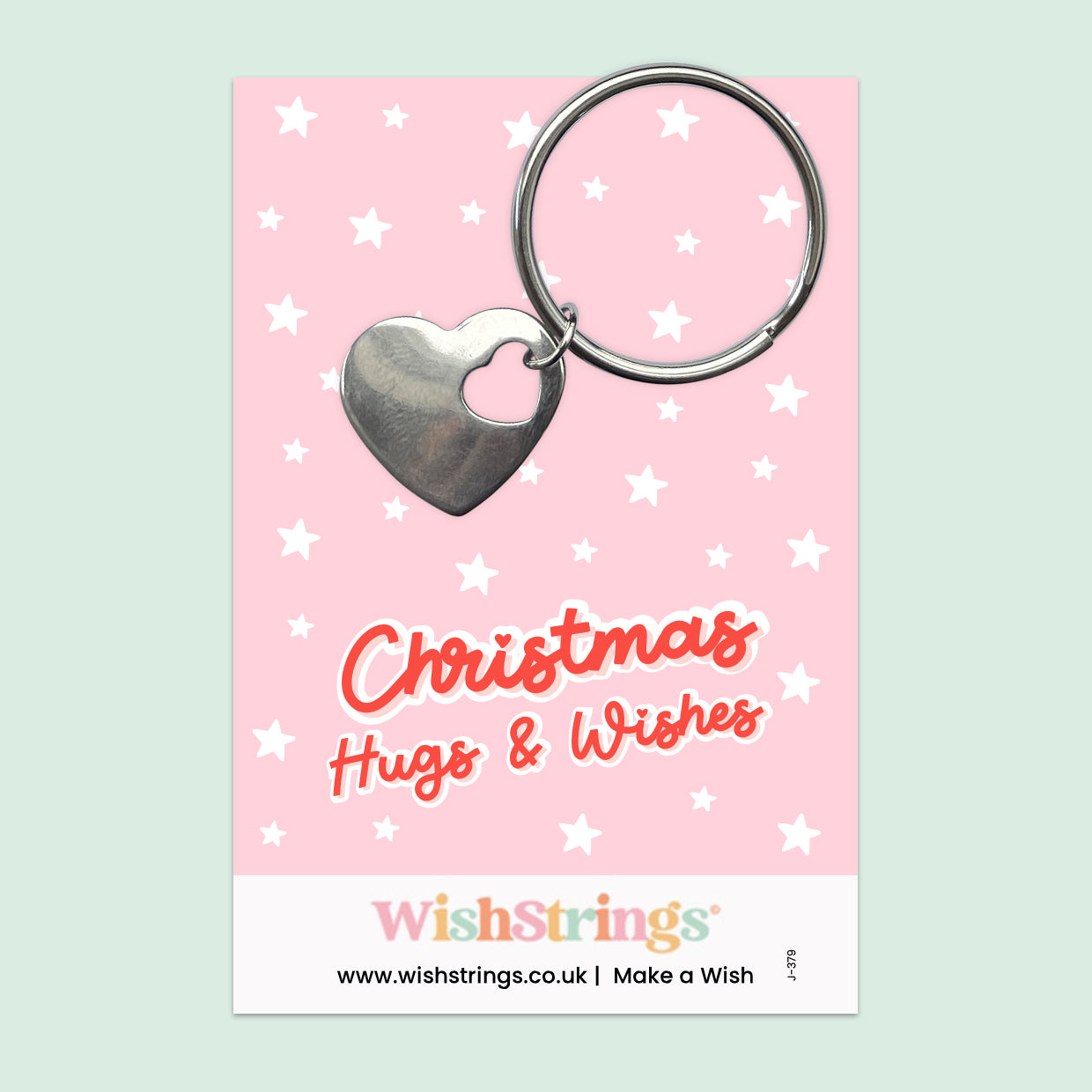 Christmas, Hug & Wishes - Heart Keyring