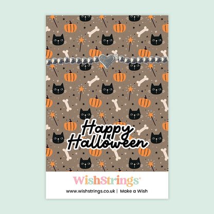 Happy Halloween, Black Cats - Heart Stretch Bracelet