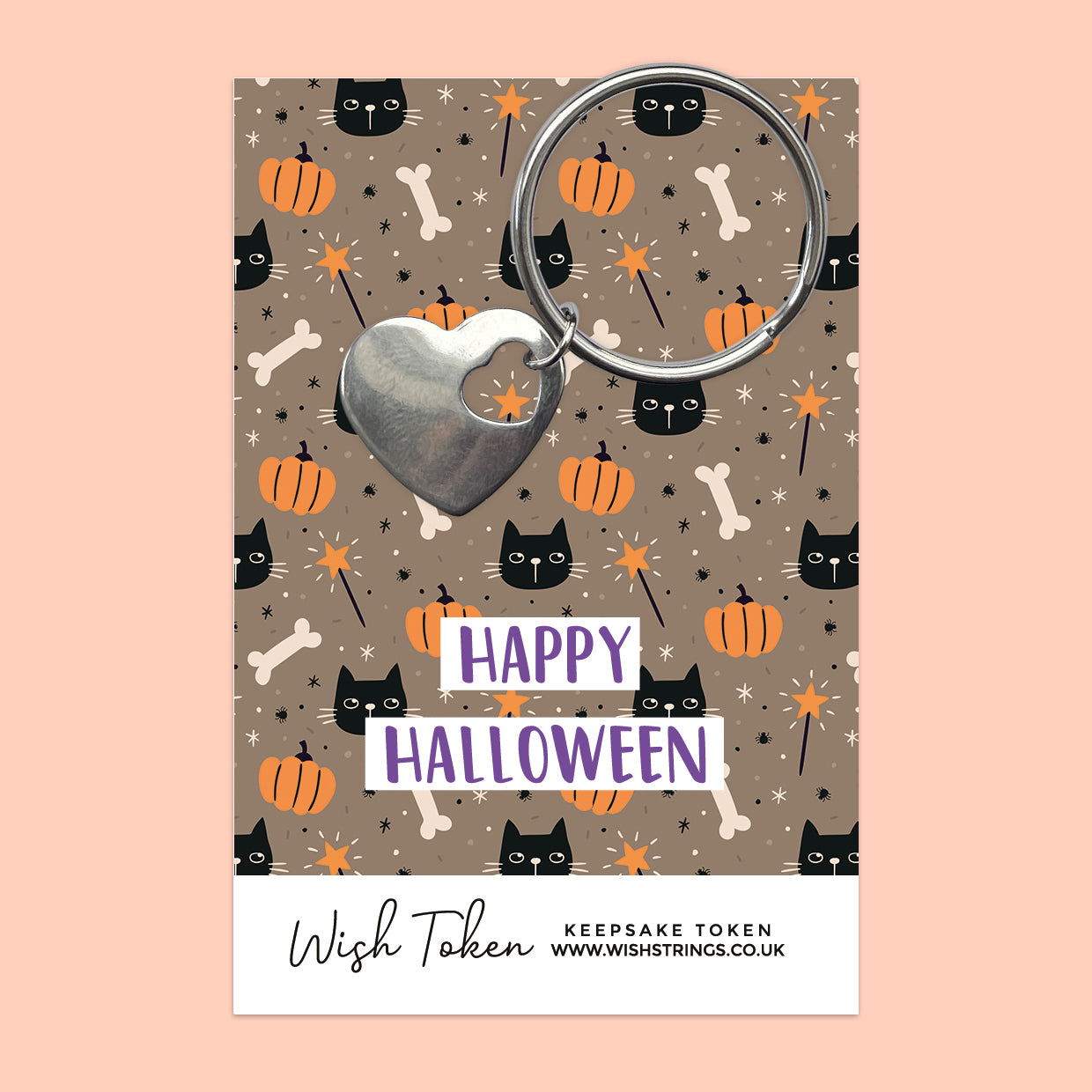 Happy Halloween, Black Cats - Heart Keyring