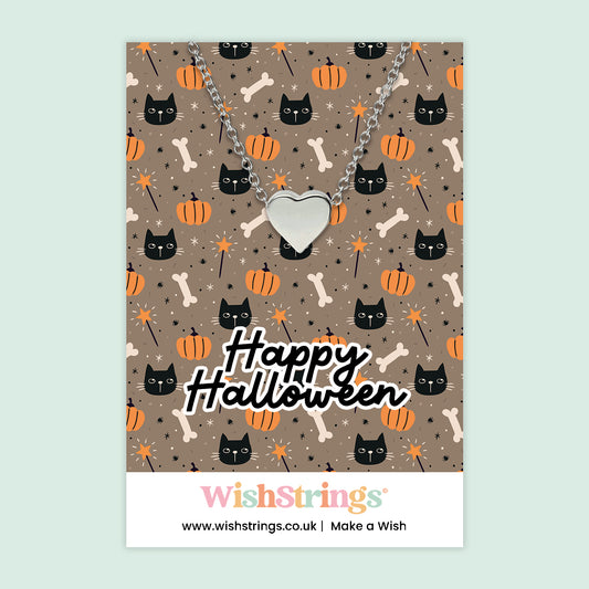 Happy Halloween, Black Cats - Heart Necklace