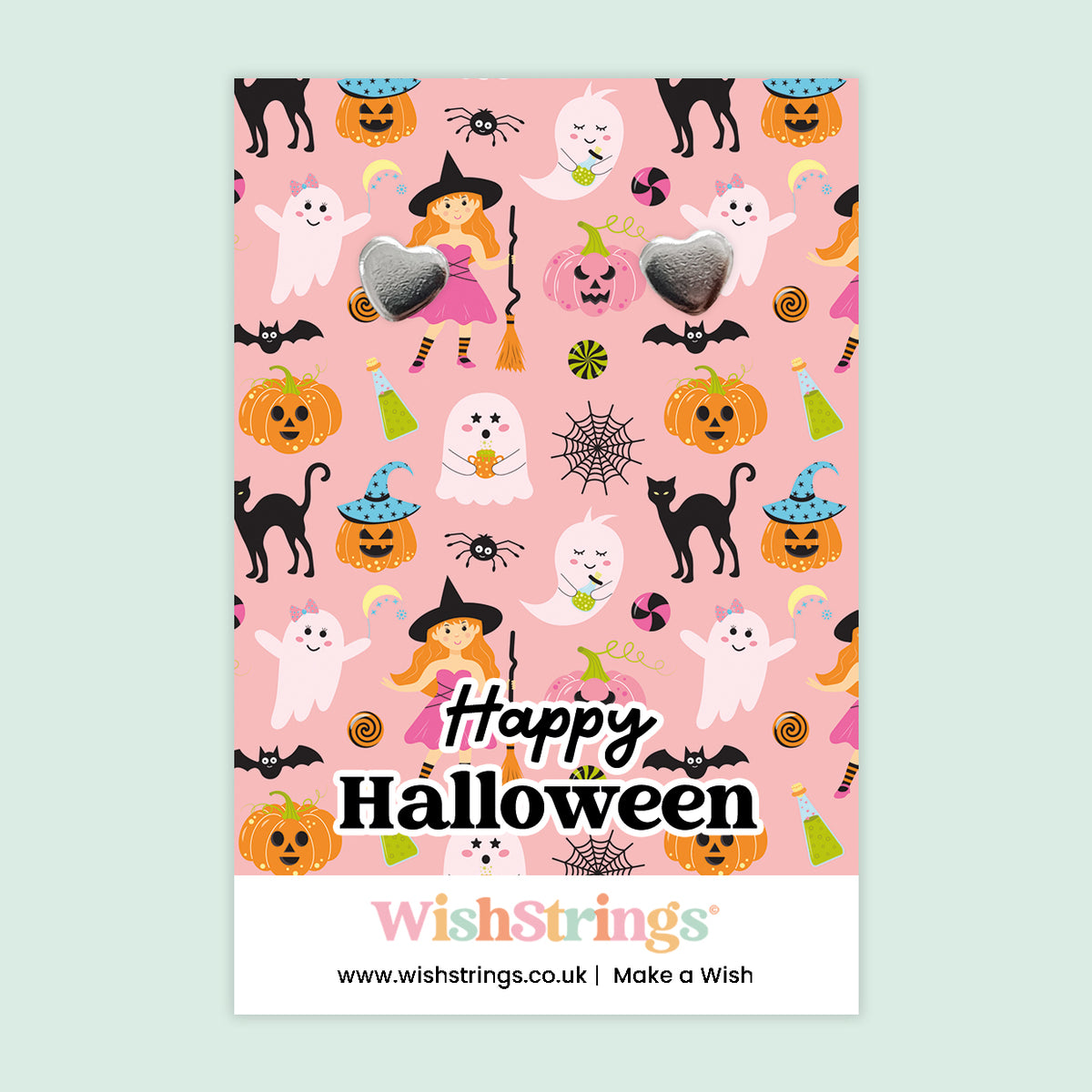Happy Halloween, Witches - Silver Heart Stud Earrings | 304 Stainless - Hypoallergenic