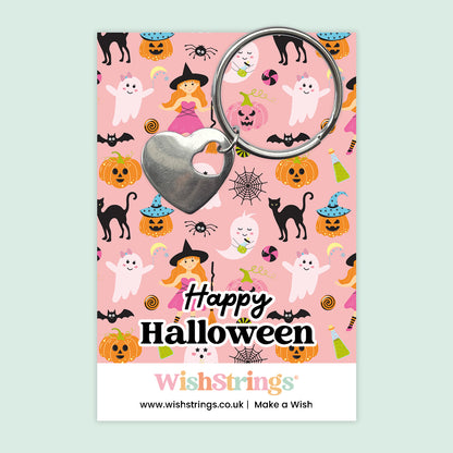 Happy Halloween, Witches - Heart Keyring