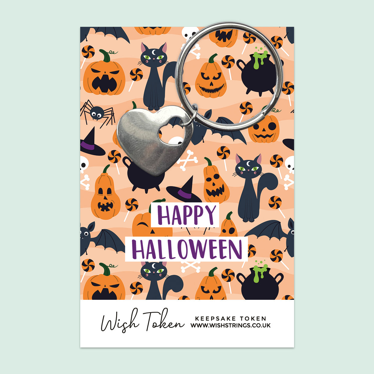Happy Halloween, Pumpkins - Heart Keyring