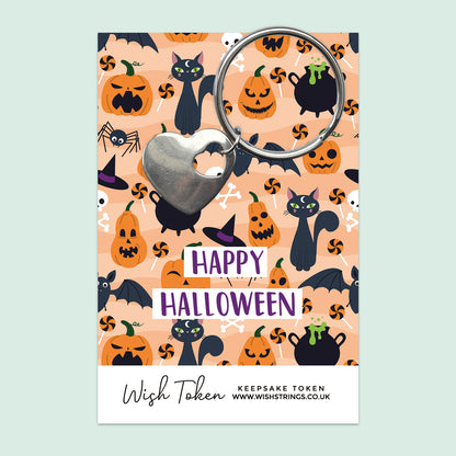Happy Halloween, Pumpkins - Heart Keyring