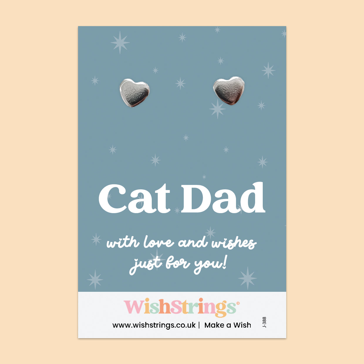 Cat Dad - Silver Heart Stud Earrings | 304 Stainless - Hypoallergenic