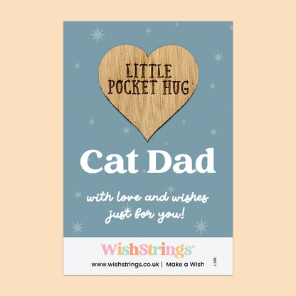 WishStrings Pocket Hug – Cat Dad Heart Token Gift | Pet Lover Gift | From Cat | Funny Keepsake | Thinking of You | Letterbox Gift | Father's Day