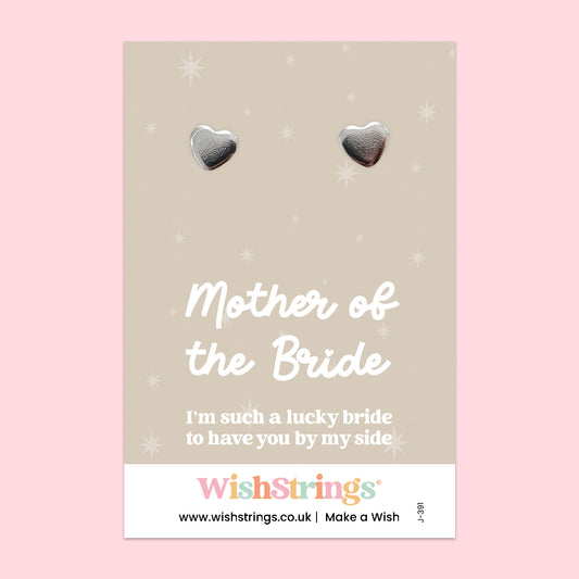 Mother of the Bride - Silver Heart Stud Earrings | 304 Stainless - Hypoallergenic