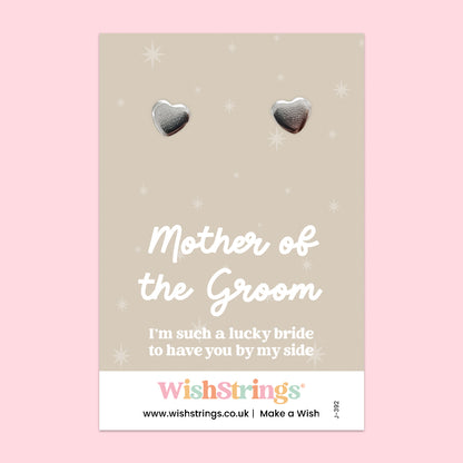 Mother of the Groom - Silver Heart Stud Earrings | 304 Stainless - Hypoallergenic