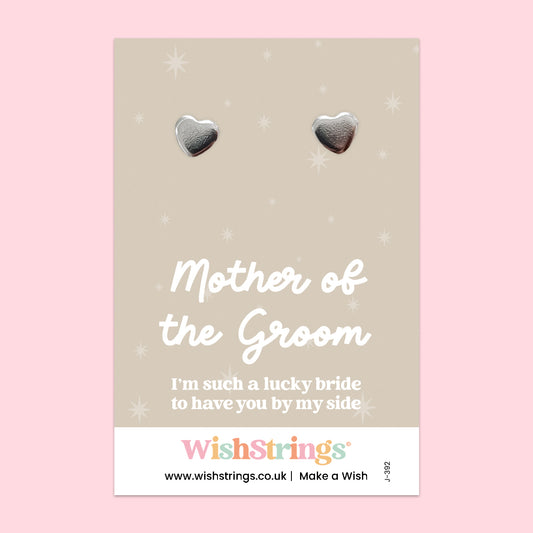 Mother of the Groom - Silver Heart Stud Earrings | 304 Stainless - Hypoallergenic