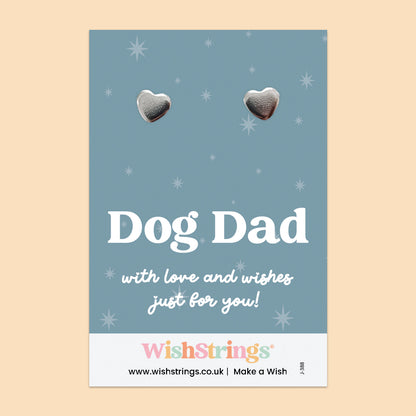 Dog Dad - Silver Heart Stud Earrings | 304 Stainless - Hypoallergenic