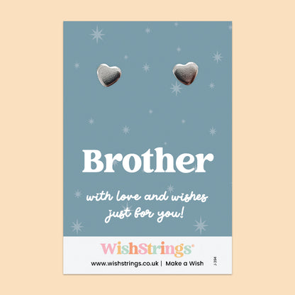 Brother - Silver Heart Stud Earrings | 304 Stainless - Hypoallergenic