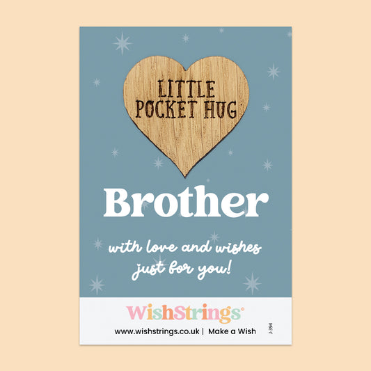 WishStrings Pocket Hug – Brother Heart Token Gift | Sibling Gift | Thinking of You | Long Distance Hug | Birthday Gift | Letterbox Gift | Keepsake Token