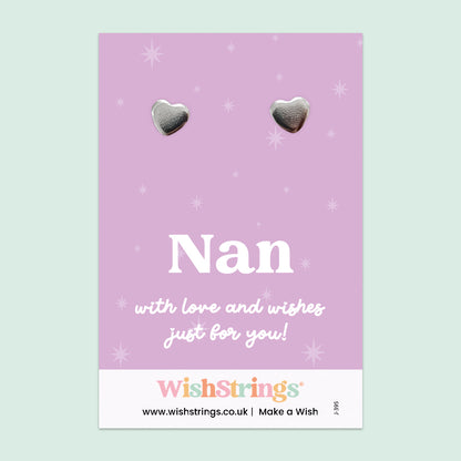 Nan - Silver Heart Stud Earrings | 304 Stainless - Hypoallergenic