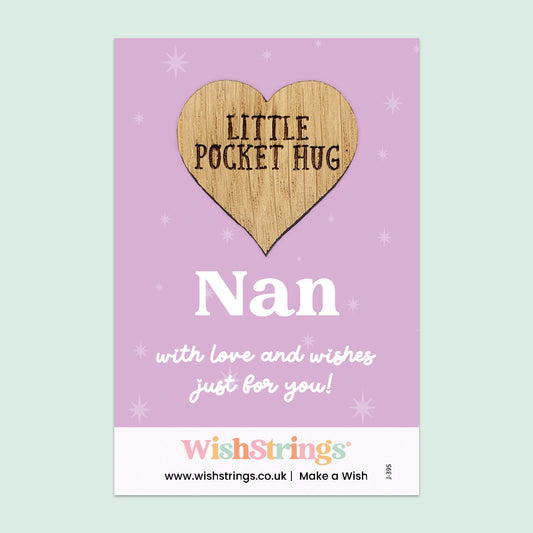 WishStrings Pocket Hug – Nan Heart Token Gift | Thinking of You | Grandparent Gift | Birthday Gift | Letterbox Hug | Special Nan Keepsake