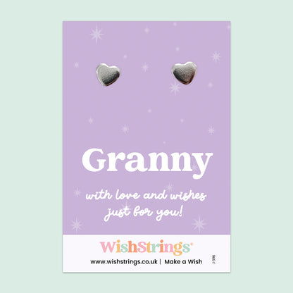 Granny - Silver Heart Stud Earrings | 304 Stainless - Hypoallergenic