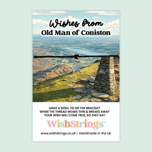 Wish Bracelet – Wishes from Old Man of Coniston | Lake District Hiking Gift | Star Charm Keepsake Bracelet from Cumbria