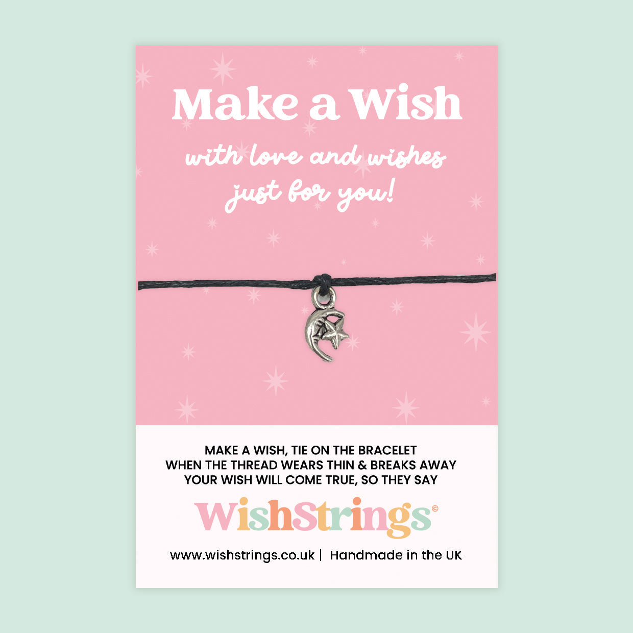 Moon & Stars - WishStrings Wish Bracelet, Limited Edition Charm - LEWS015