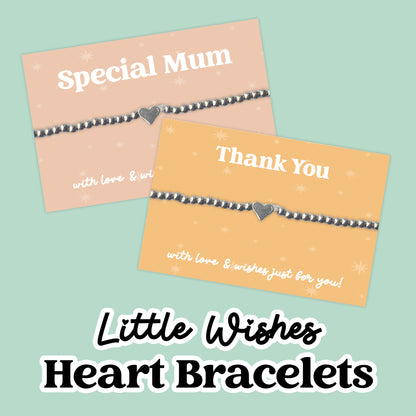 Little Wishes® Heart Beaded Bracelets - Choose Design | Stretch Bracelet with Stainless Steel Heart Charm on Themed Card | Choose Your Own Design for Every Occasion