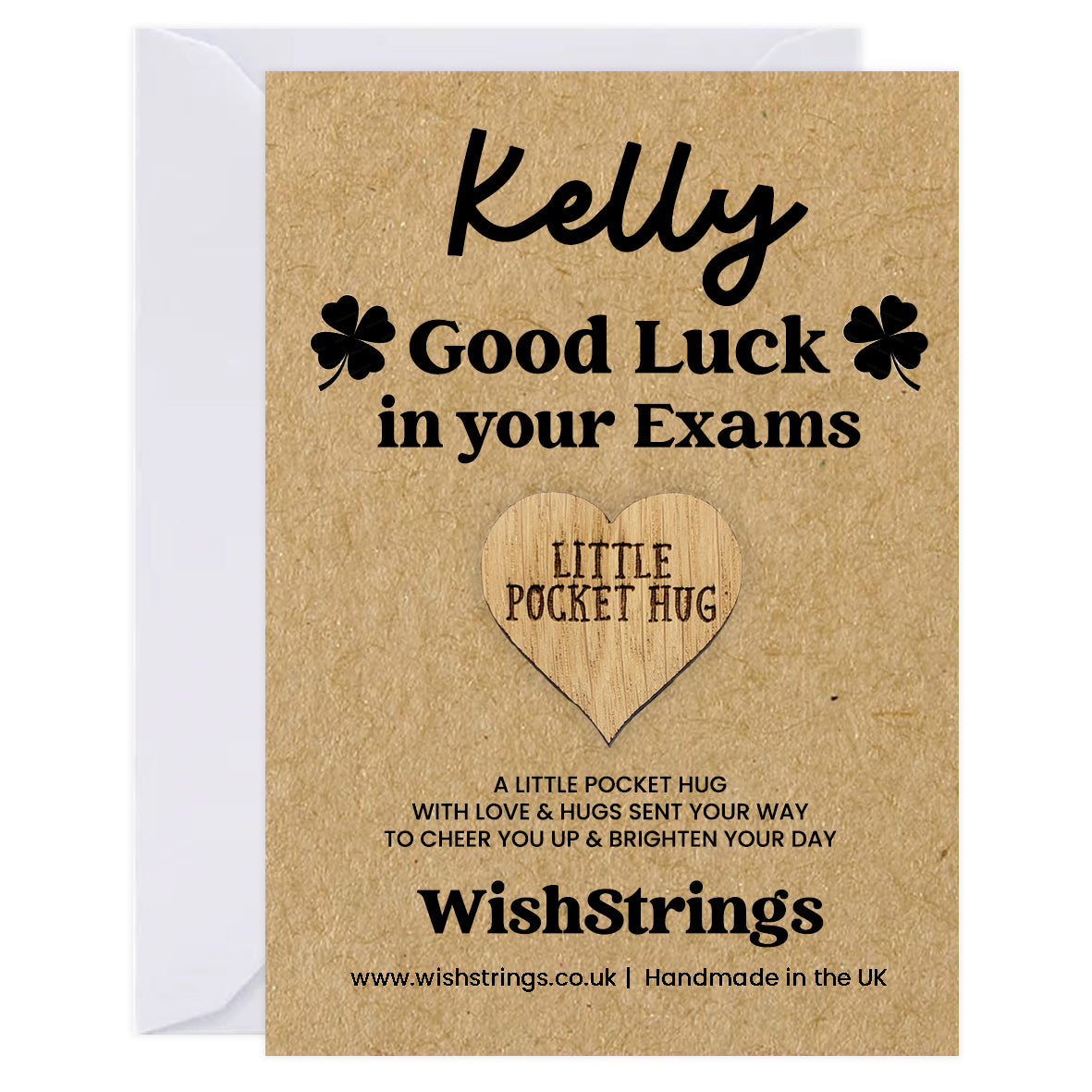 Personalised Pocket Hug – “Good Luck in Your Exams” | Custom Name Token Gift for Students & School Leavers