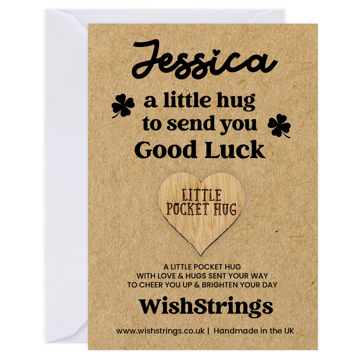 Personalised Pocket Hug – A Little Hug to Send You Good Luck | Custom Name Gift Token for Encouragement & Support