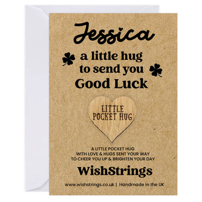 Personalised Pocket Hug – A Little Hug to Send You Good Luck | Custom Name Gift Token for Encouragement & Support