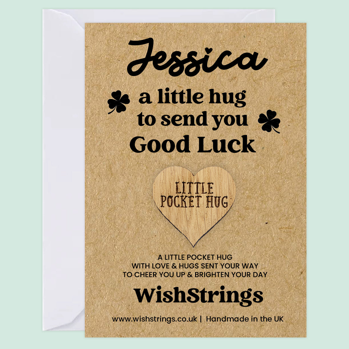 Personalised Pocket Hug – A Little Hug to Send You Good Luck | Custom Name Gift Token for Encouragement & Support
