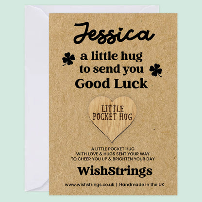 Personalised Pocket Hug – A Little Hug to Send You Good Luck | Custom Name Gift Token for Encouragement & Support