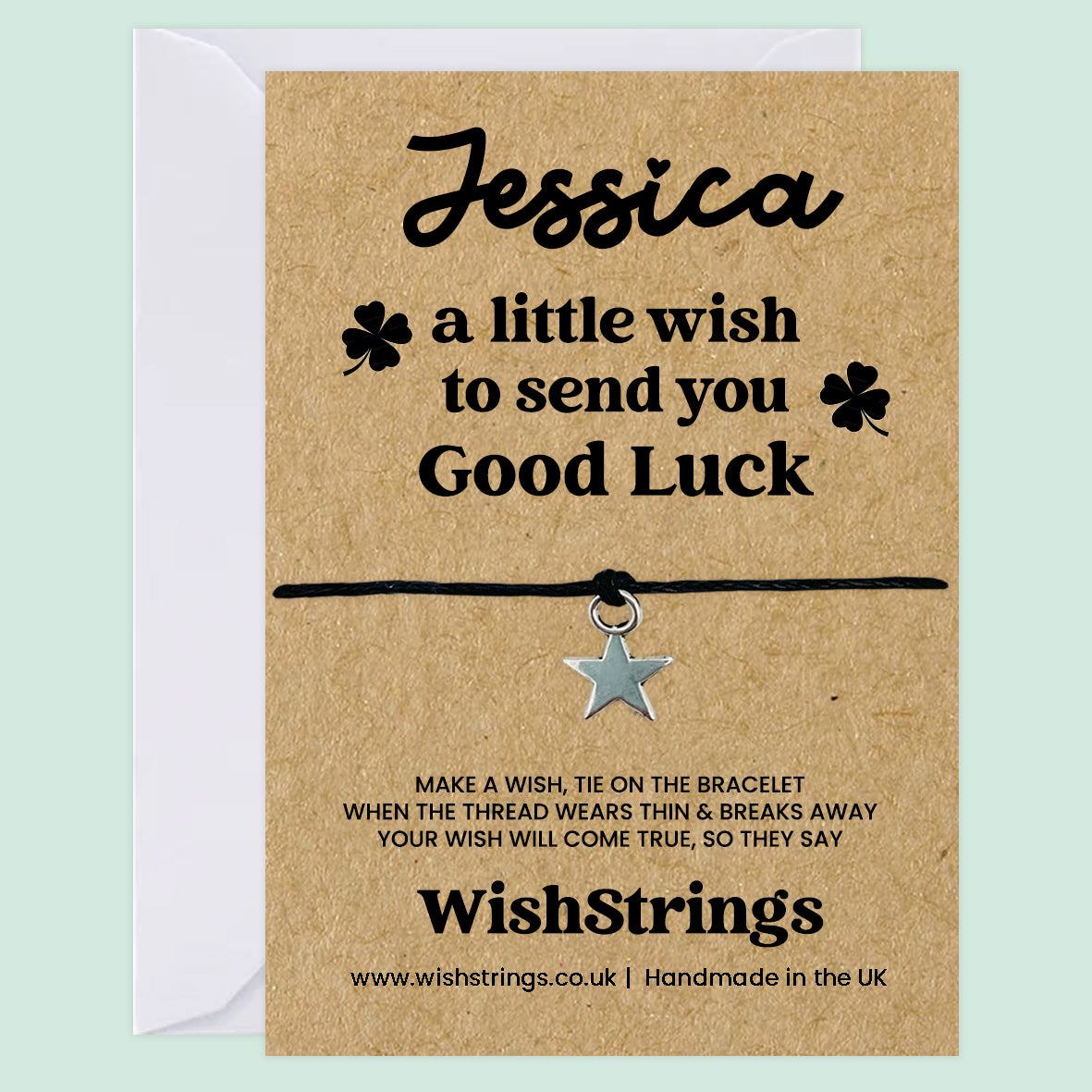 Personalised Wish Bracelet – A Little Wish to Send You Good Luck | Custom Name & Lucky Charm Gift for Encouragement
