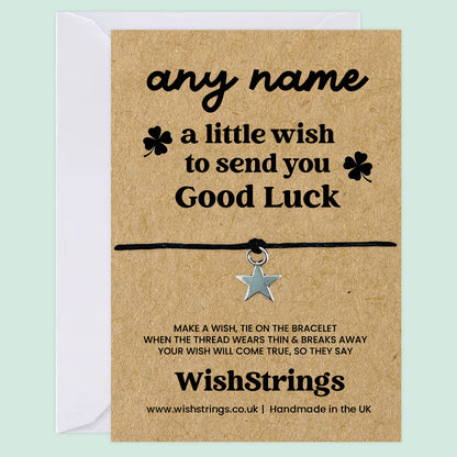 Personalised Wish Bracelet – A Little Wish to Send You Good Luck | Custom Name & Lucky Charm Gift for Encouragement
