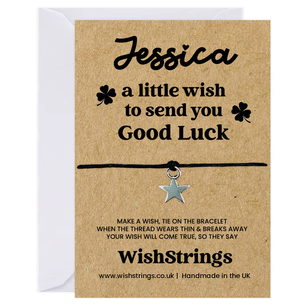 Personalised Wish Bracelet – A Little Wish to Send You Good Luck | Custom Name & Lucky Charm Gift for Encouragement