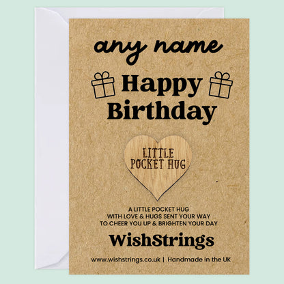Personalised Pocket Hug – Happy Birthday Token Gift | Custom Name Keepsake for Kids, Friends & Loved Ones