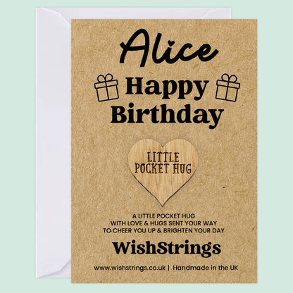 Personalised Pocket Hug – Happy Birthday Token Gift | Custom Name Keepsake for Kids, Friends & Loved Ones