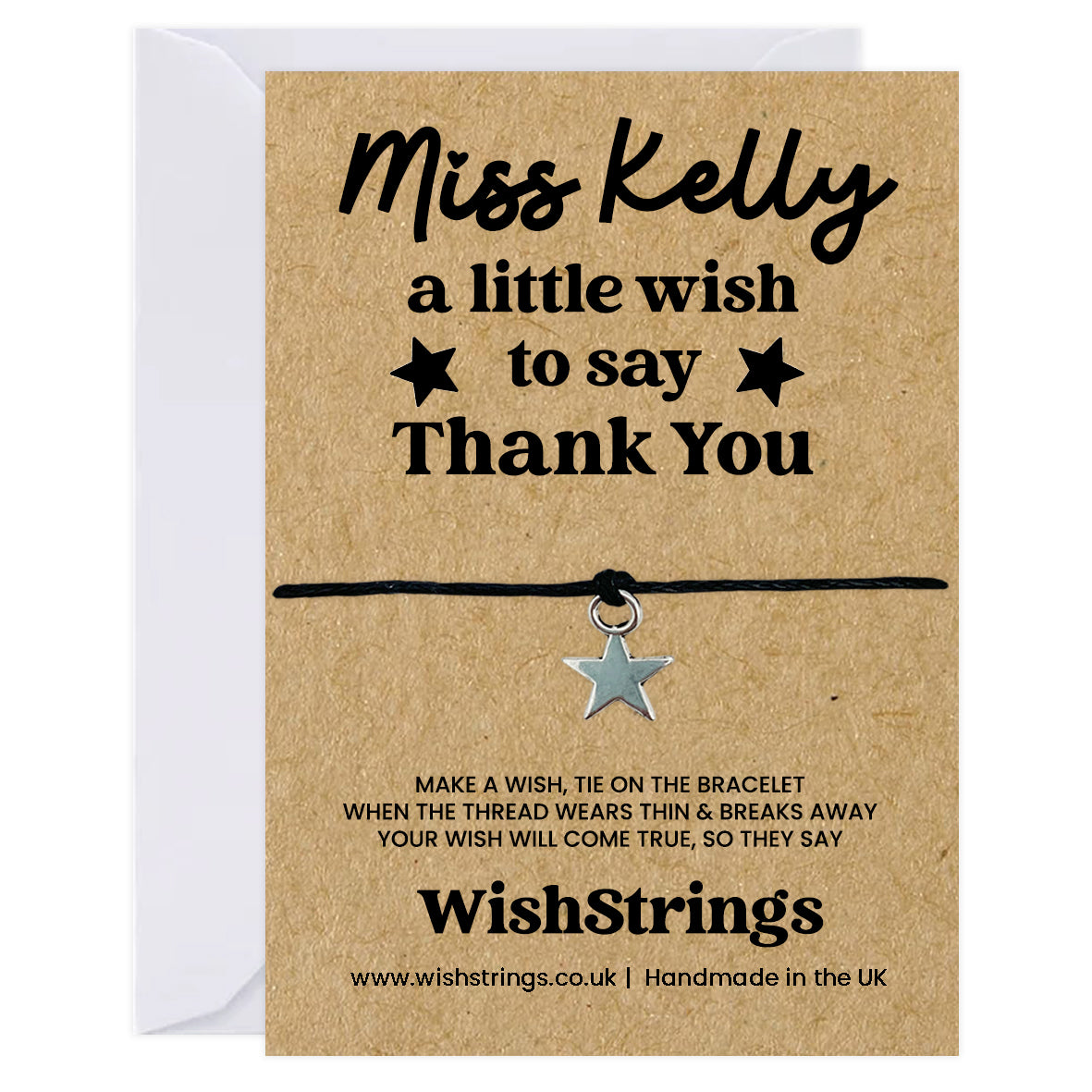 Personalised Thank You Wish Bracelet – Custom Name Gift for Teachers, Assistants & Special Thank Yous