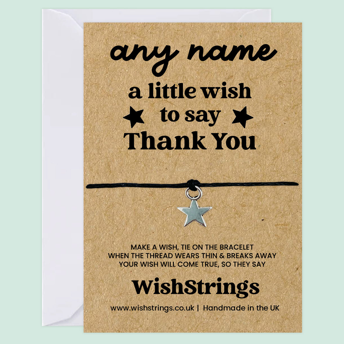 Personalised Thank You Wish Bracelet – Custom Name Gift for Teachers, Assistants & Special Thank Yous