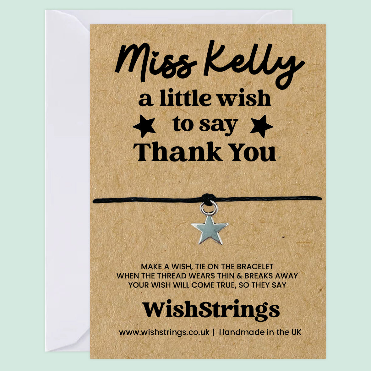 Personalised Thank You Wish Bracelet – Custom Name Gift for Teachers, Assistants & Special Thank Yous