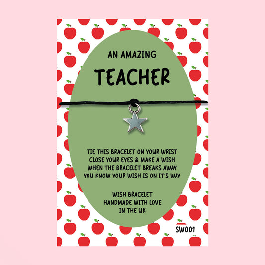 WishStrings ‘Teaching Assistant’ Wish Bracelet on Gift Card | Thank You Gift for TA | End of Term Appreciation Gift | Teaching Assistant Keepsake