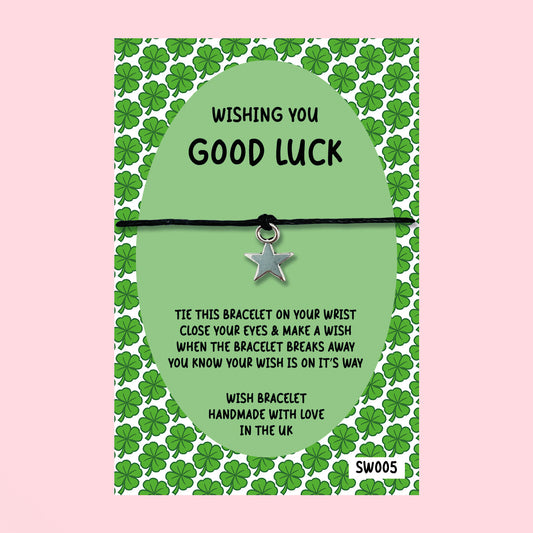 WishStrings ‘Good Luck’ Wish Bracelet on Gift Card | Thoughtful Gift for Exams, New Job or New Adventure | Keepsake for Positivity and Encouragement