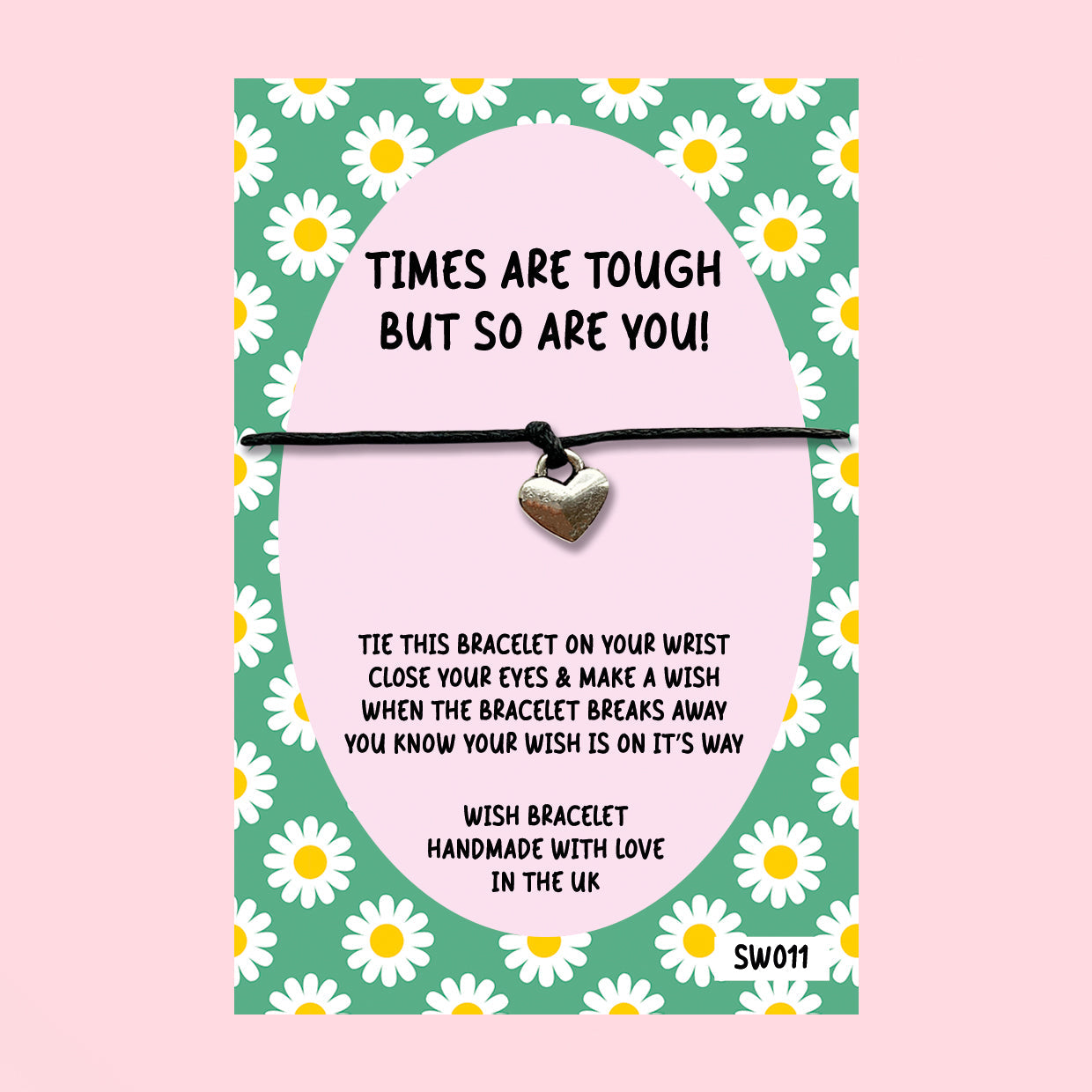 WishStrings ‘Times Are Tough But So Are You’ Wish Bracelet on Gift Card | Uplifting Gift of Strength | Thoughtful Positivity & Support Keepsake