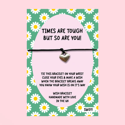 WishStrings ‘Times Are Tough But So Are You’ Wish Bracelet on Gift Card | Uplifting Gift of Strength | Thoughtful Positivity & Support Keepsake
