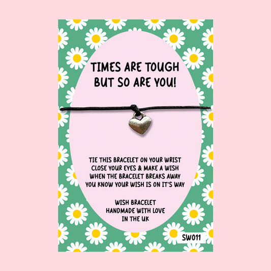 WishStrings ‘Times Are Tough But So Are You’ Wish Bracelet on Gift Card | Uplifting Gift of Strength | Thoughtful Positivity & Support Keepsake