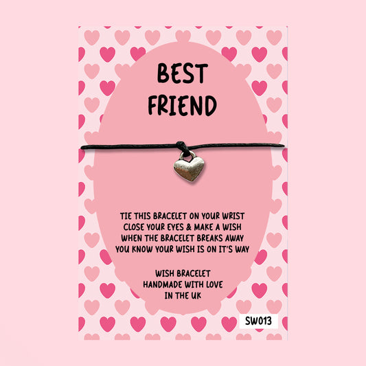 WishStrings ‘Best Friend’ Wish Bracelet on Gift Card | Thoughtful Friendship Gift | Meaningful Keepsake for Birthday, Thank You or Just Because
