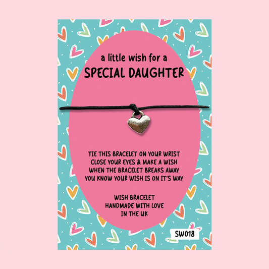 WishStrings ‘Special Daughter’ Wish Bracelet on Gift Card | Thoughtful Gift from Mum or Dad | Keepsake Bracelet for Birthday, Christmas or Just Because