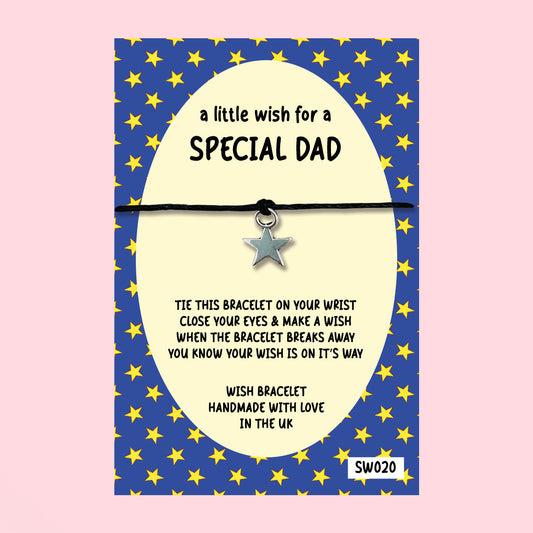 WishStrings ‘Special Dad’ Wish Bracelet on Gift Card | Thoughtful Gift from Children | Keepsake Bracelet for Father’s Day, Birthday or Just Because