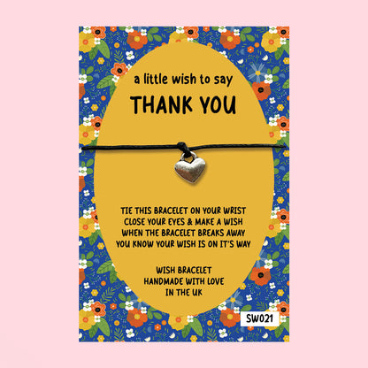 WishStrings ‘Thank You’ Wish Bracelet on Gift Card | Heartfelt Appreciation Gift | Thoughtful Keepsake for Friends, Teachers, Colleagues & Loved Ones