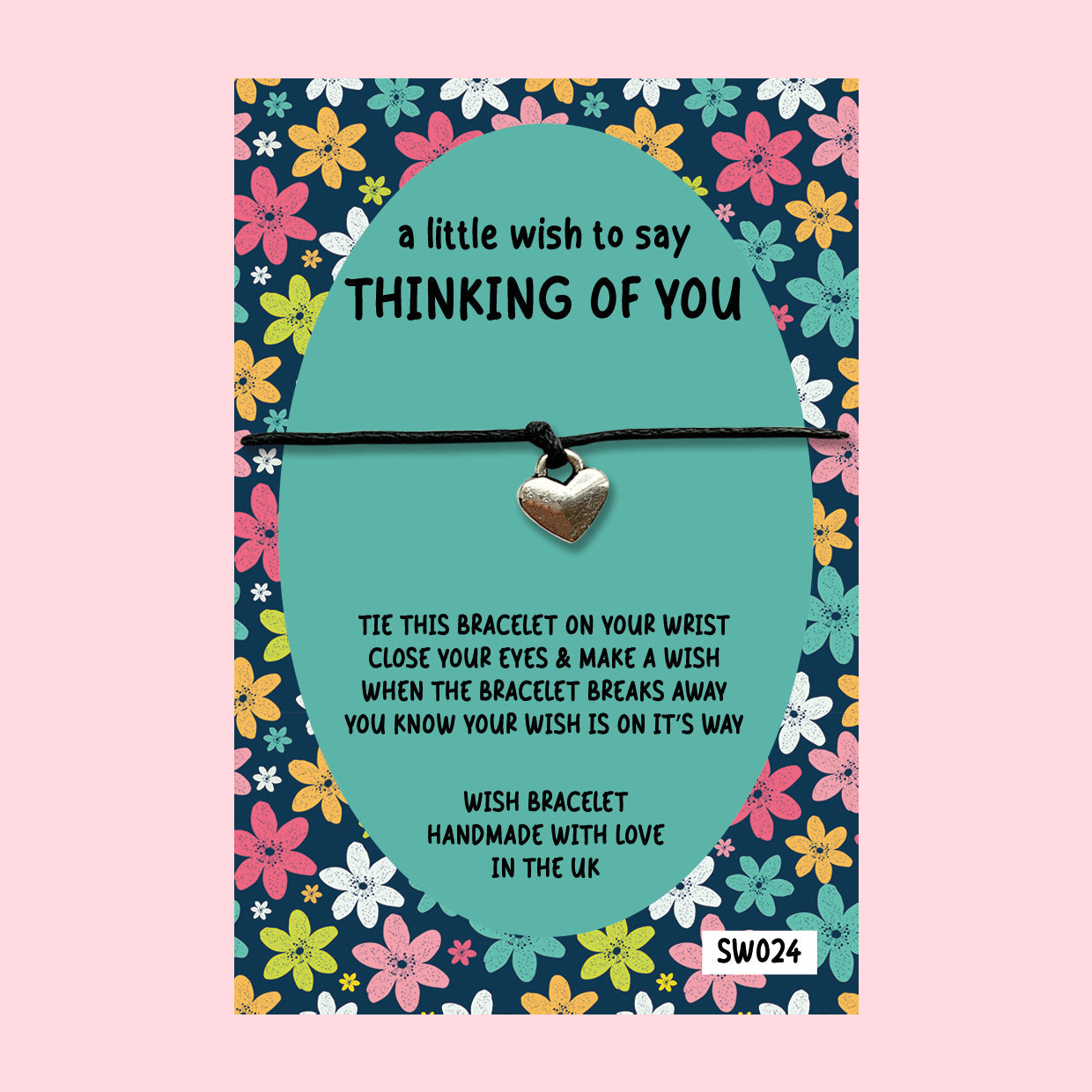 WishStrings ‘Thinking of You’ Wish Bracelet on Gift Card | Thoughtful Keepsake Gift | Uplifting Bracelet for Comfort, Support & Kind Wishes