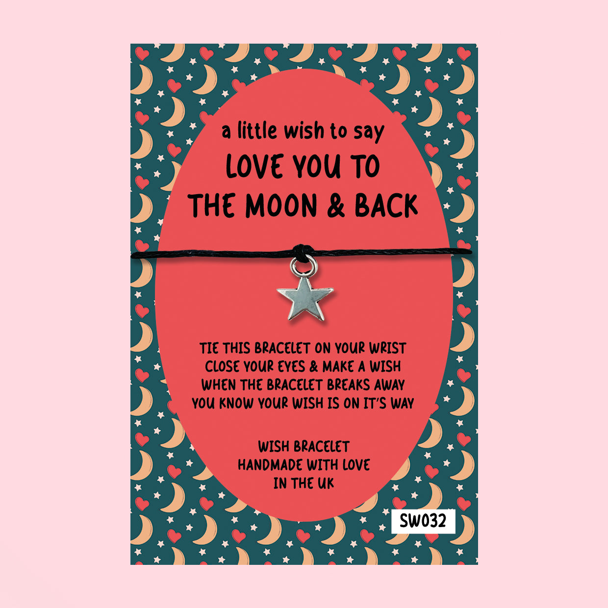 WishStrings ‘I Love You to the Moon and Back’ Wish Bracelet on Gift Card | Sentimental Keepsake | Thoughtful Gift for Loved Ones & Special Occasions