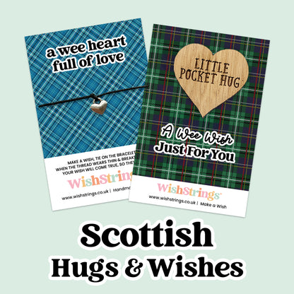 Scottish Collection – Wish Bracelets & Pocket Hug Tokens | Handmade Keepsakes with Scottish Quotes & Symbols | Thoughtful Gifts from Scotland