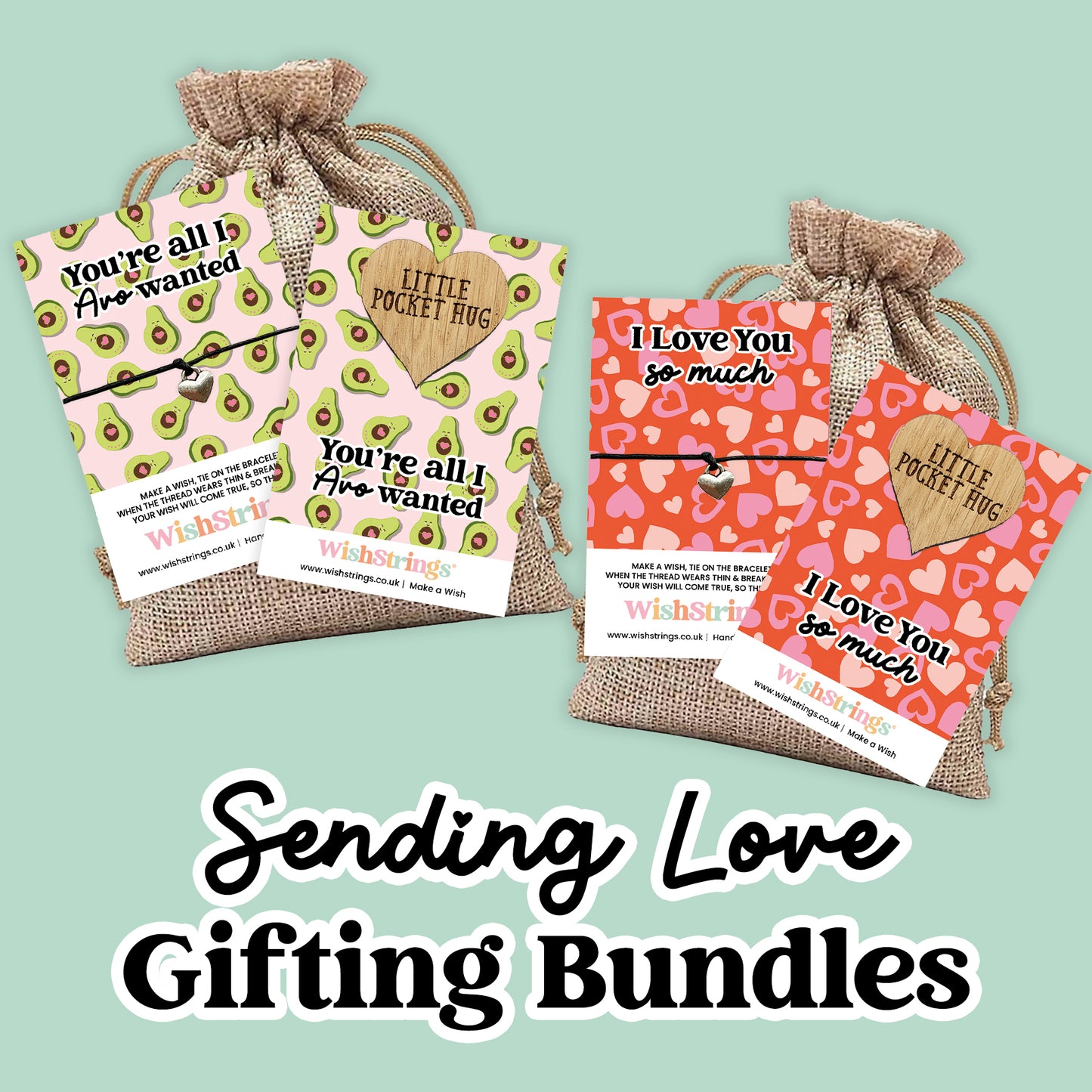 Sending Love Gift Bundle Collection | WishStrings & Pocket Hugs | Thoughtful Letterbox Gifts with Handwritten Note