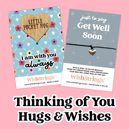 Thinking of You Collection – 6 Pocket Hugs & 6 WishStrings | Thoughtful Support Gifts | Handmade Comfort Keepsakes